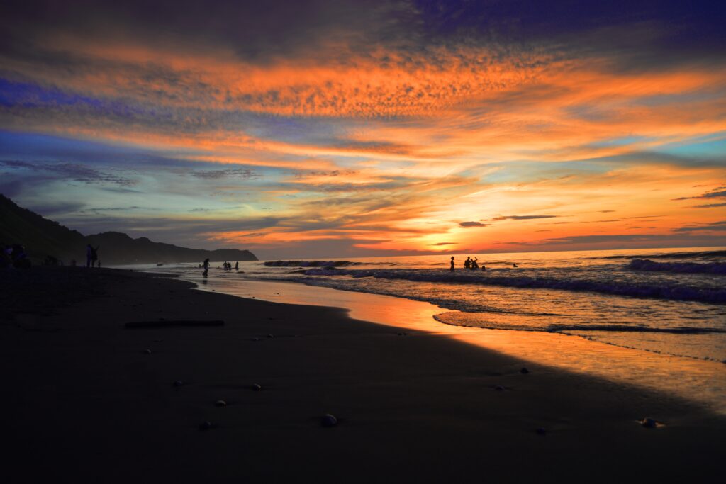 Beautiful sunset on Ecuadorian beach