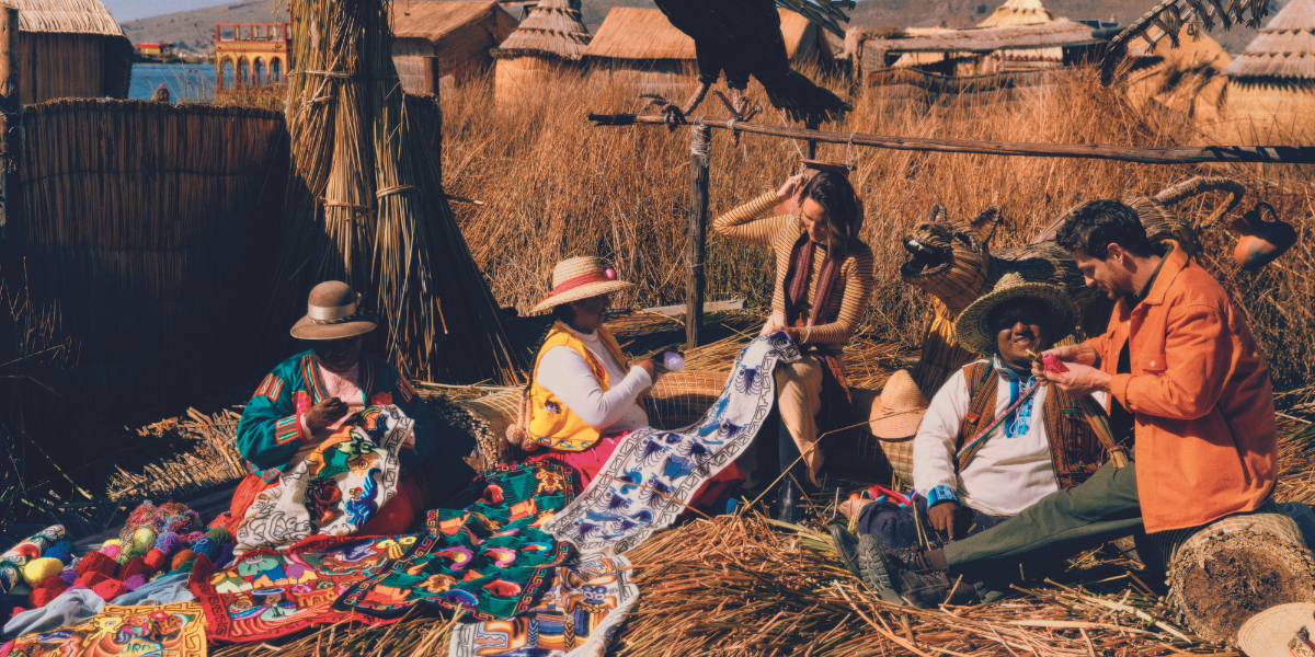 Weaving textiles with locals Peru
