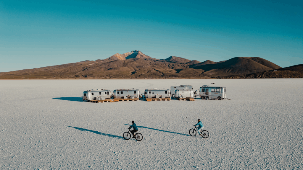 Airstream campers & bike riding in Uyuni, Bolivia