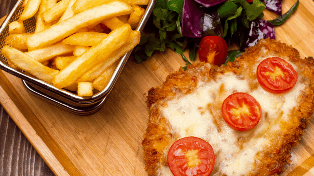 Chivito Uruguay and fries