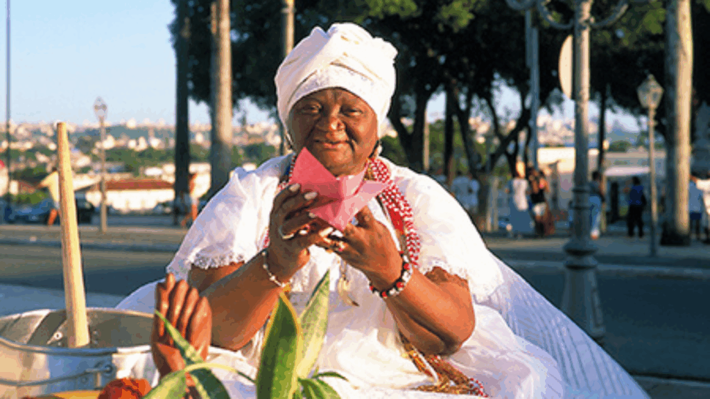 Brazilian lady at Salvador Food stall